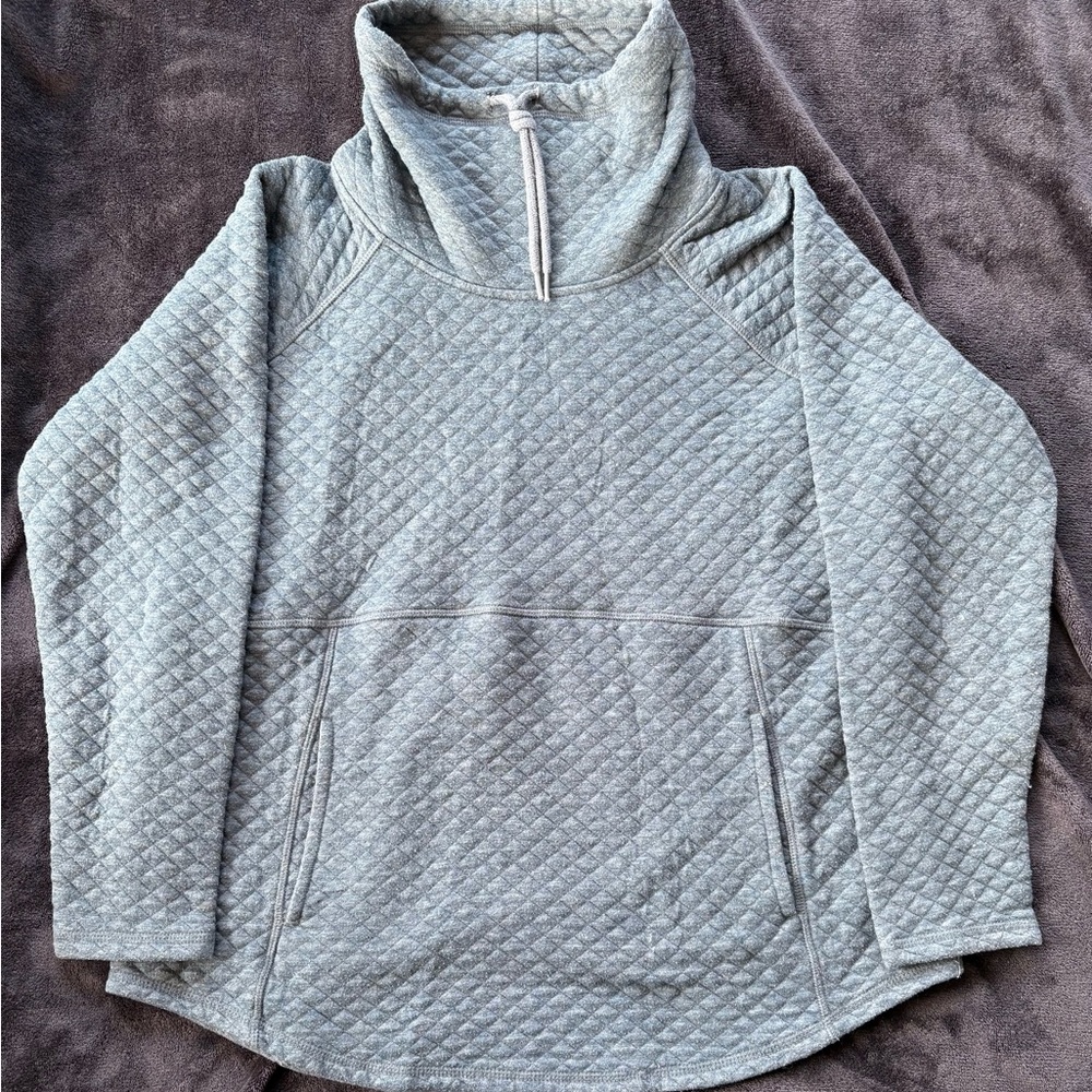 RBX Quilted Cowl Neck Sweater in Light Blue